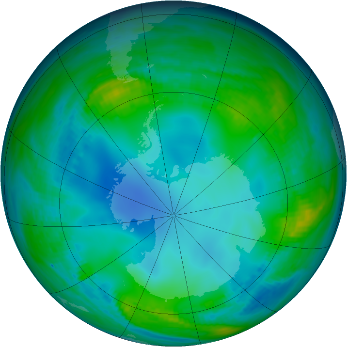 Antarctic ozone map for 27 May 1991